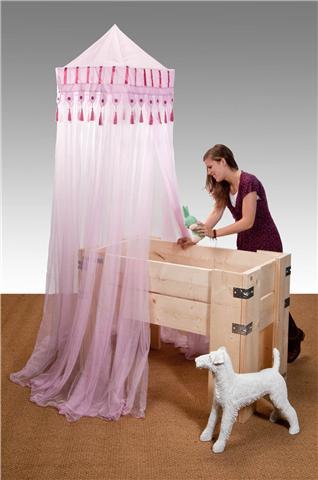 Mosquitera rosa para cama individual y doble CRUSADER® con un punto de sujeción y malla 256.