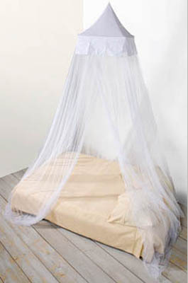 Mosquitera para cama individual CASTLE® blanca, cuadrada, con un punto de sujeción y malla 256.