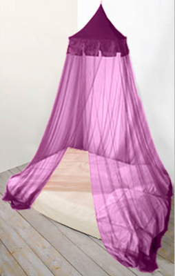 Mosquitera para cama individual CASTLE® violeta, cuadrada, con un punto de sujeción y malla 256.