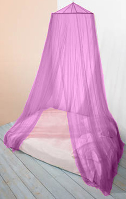 Mosquitera  para cama individual y doble BANGLA en violeta con un punto de sujeción y malla 256.